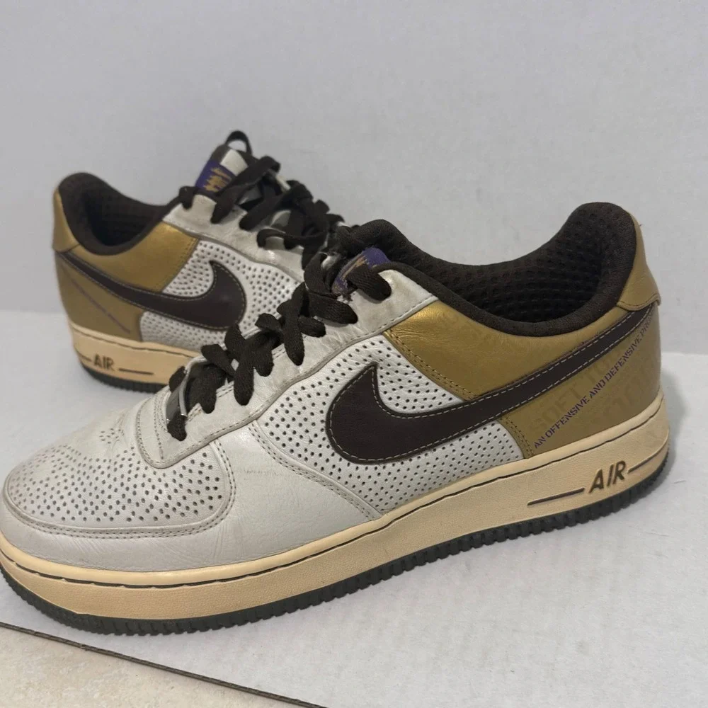 Nike Air Force 1 Low 07 Supreme 25th Anniversary 315087-121 White Gold Brown 8.5
